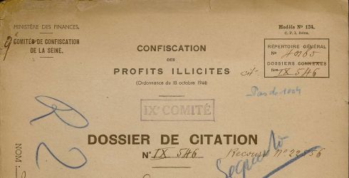Dossier n546 de citation de confiscation des profits illicites de Jean-Franois Lefranc, marchand d'art, 1949. Archives de Paris, 118W 75.
